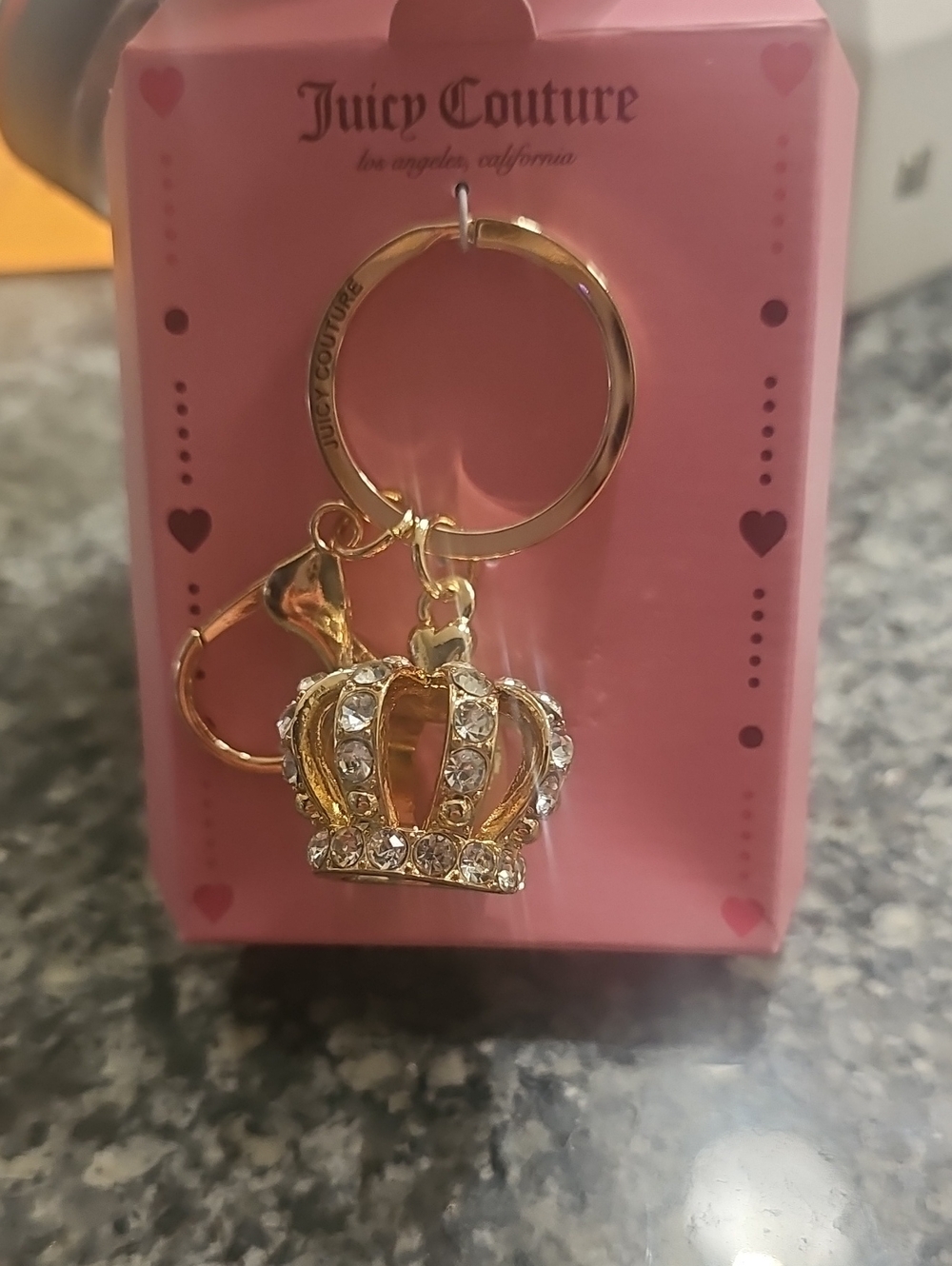 Juicy Couture Gold Crystal Crown Key Ring